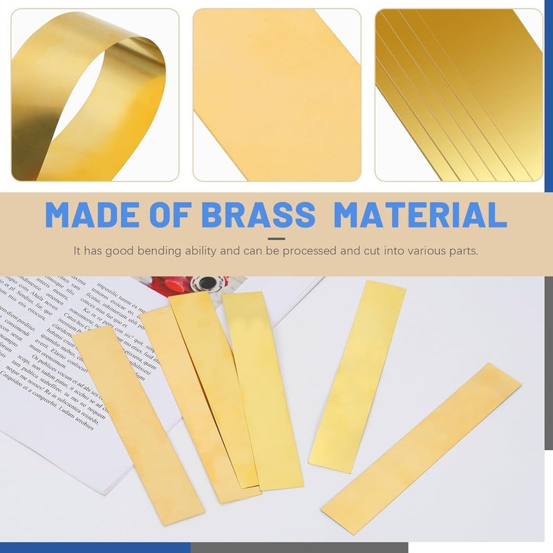 Glarks 10pcs L x W x T 5.9 x 0.98 x 0.004’’ Rectangular Brass Shim Stock Assortment, Brasses Strips Metal Shims Brass Sheet, Shim Stock Sheet for Trim Gap Filler/DIY/Industrial Use - Image 3